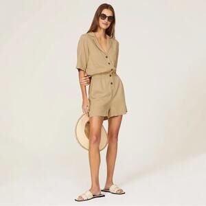 Faherty Arlie Beige Romper Shorts Size Medium